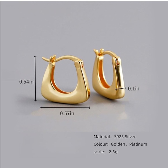 Elegant Gold Hoop Earrings-925 Sterling Silver - Picture 5 of 5